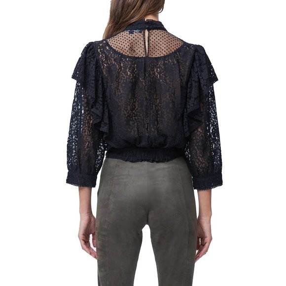 FRENCH CONNECTION Inna Lace Mix Blouse in Black NWT - Size XS - Picture 2 of 2